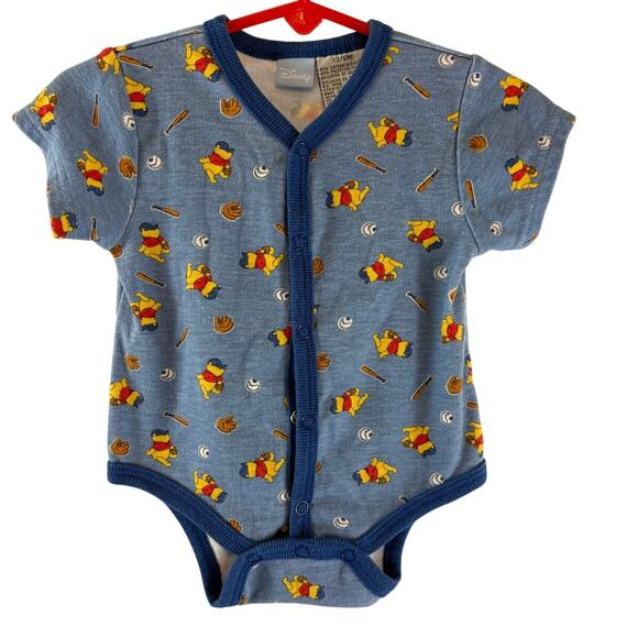 Disney Winnie the Pooh Baseball Theme One Piece Outfit Snap Front 3-6 Months - Picture 1 of 5